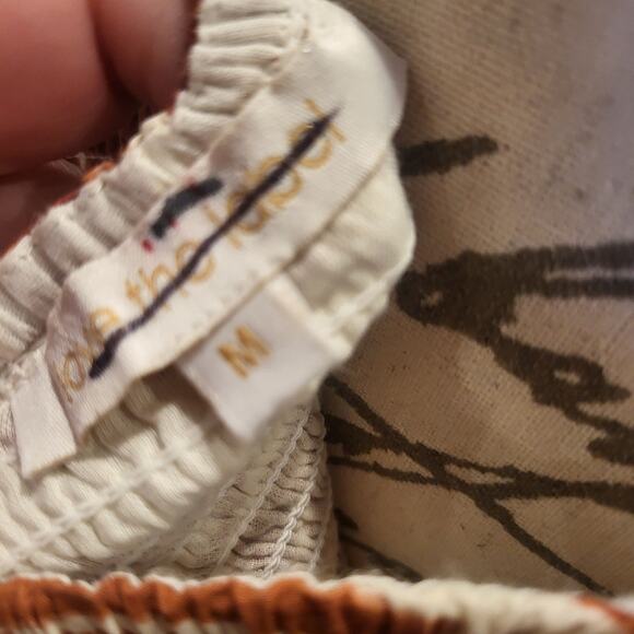 Anthropologie Love The Label Smocked Puff Sleeve Blouse Zebra Square Neck Boho M - Picture 8 of 8